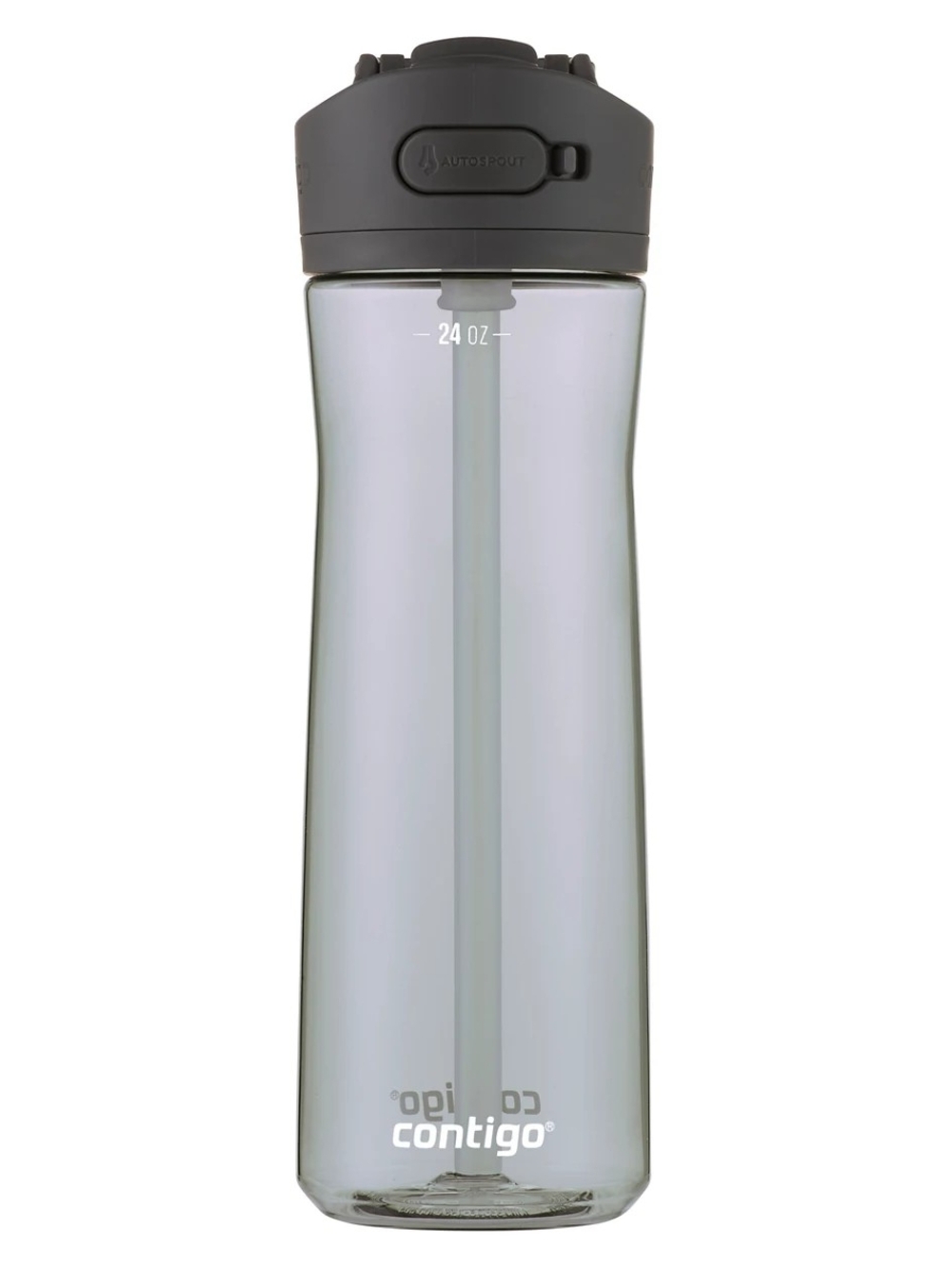 Contigo 24oz Clear Water Bottle with Gray Lid and Straw